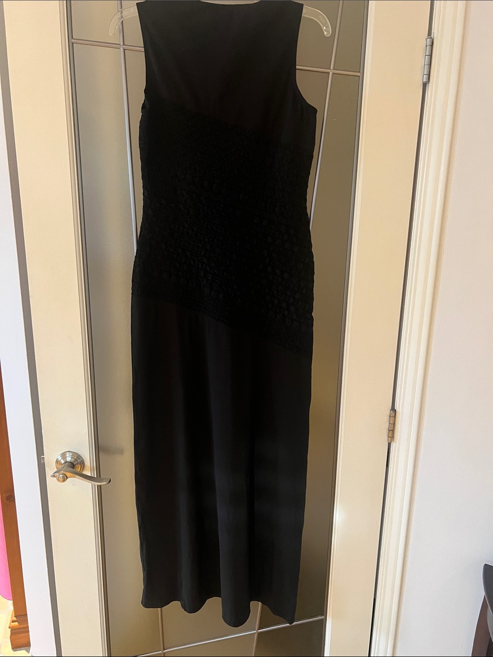 Kenzo Jeans 90’s Minimalist Black Dress Popcorn Texture Asymmetrical Waist 38 - Picture 4 of 9